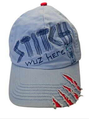 Disney "Stitch Wuz Here" Distressed Youth Baseball Cap | Adjustable Blue Hat